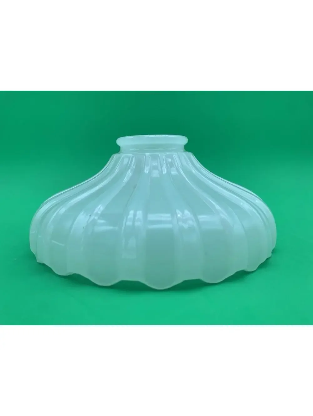 Vintage Milk Glass Ribbed Clam Broth Pattern Lamp or Light Fixture Shade - 7.25